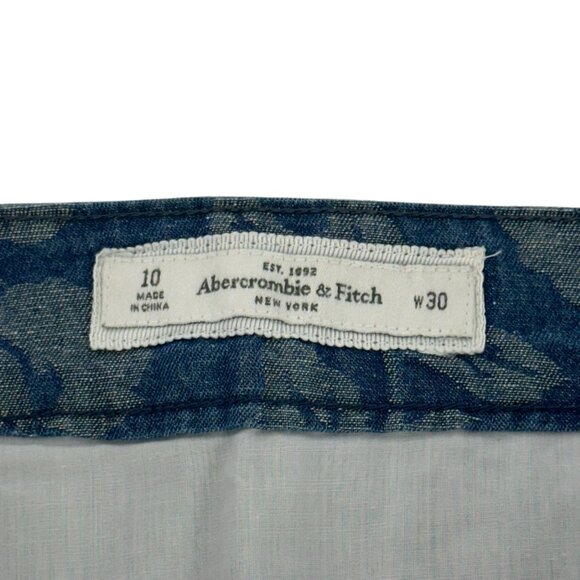 Abercrombie & Fitch Womens Metalic Floral Blue Denim Mini Skirt SZ 10 Lined - Picture 2 of 15